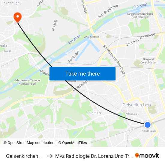 Gelsenkirchen Hbf to Mvz Radiologie Dr. Lorenz Und Triebe map