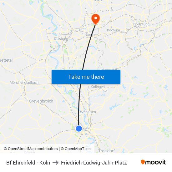 Bf Ehrenfeld - Köln to Friedrich-Ludwig-Jahn-Platz map