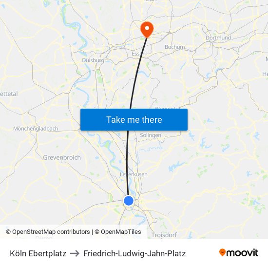 Köln Ebertplatz to Friedrich-Ludwig-Jahn-Platz map