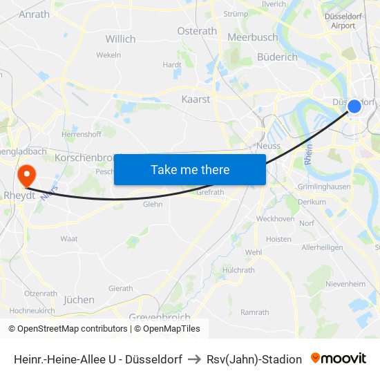 Heinr.-Heine-Allee U - Düsseldorf to Rsv(Jahn)-Stadion map