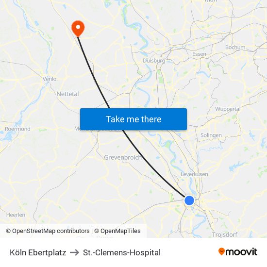 Köln Ebertplatz to St.-Clemens-Hospital map