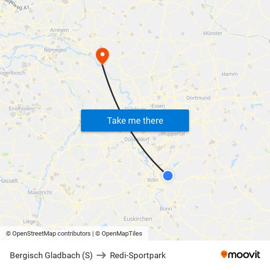 Bergisch Gladbach (S) to Redi-Sportpark map