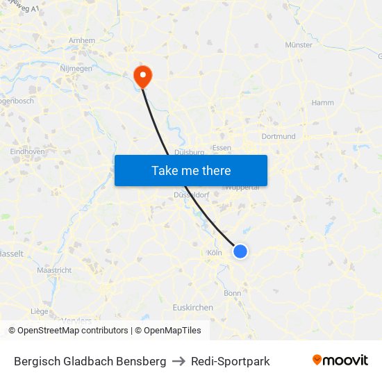 Bergisch Gladbach Bensberg to Redi-Sportpark map