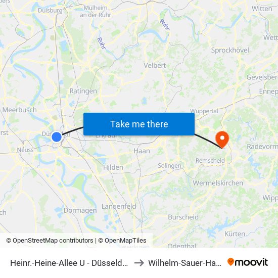Heinr.-Heine-Allee U - Düsseldorf to Wilhelm-Sauer-Haus map