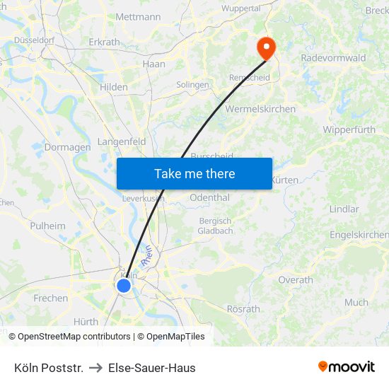 Köln Poststr. to Else-Sauer-Haus map
