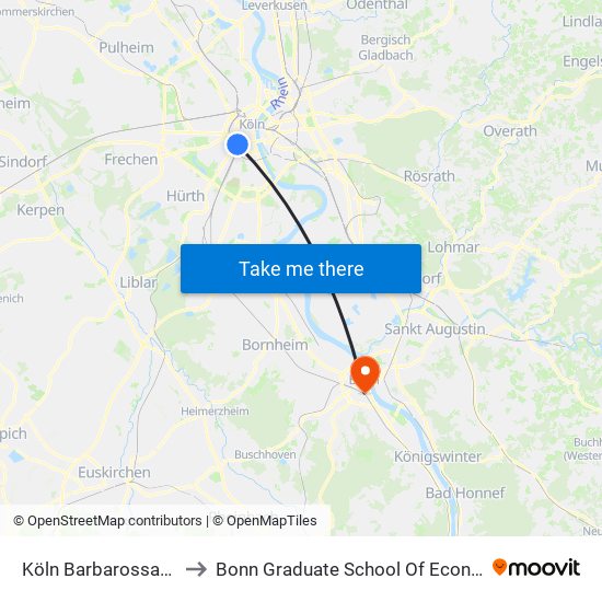 Köln Barbarossaplatz to Bonn Graduate School Of Economics map