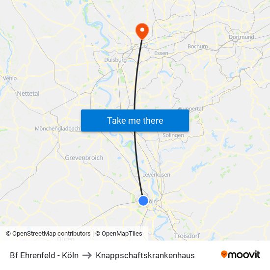Bf Ehrenfeld - Köln to Knappschaftskrankenhaus map