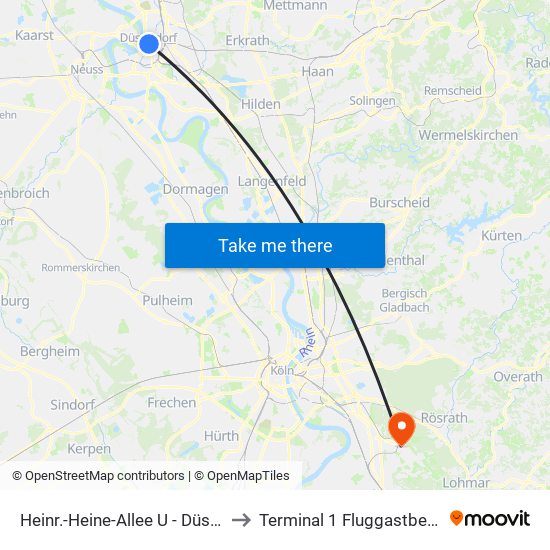 Heinr.-Heine-Allee U - Düsseldorf to Terminal 1 Fluggastbereich C map