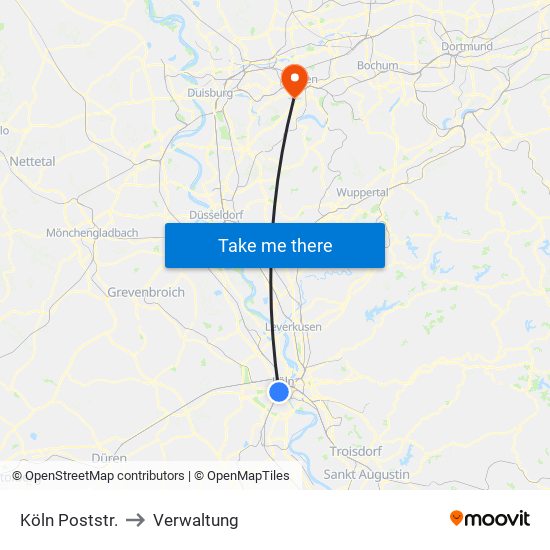 Köln Poststr. to Verwaltung map