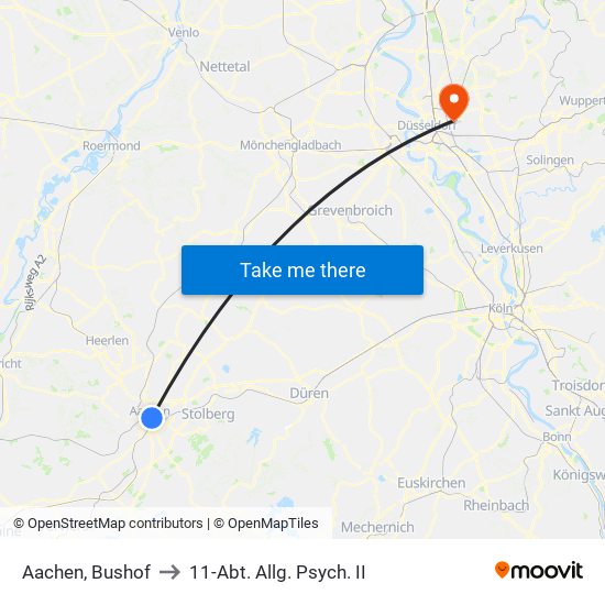 Aachen, Bushof to 11-Abt. Allg. Psych. II map