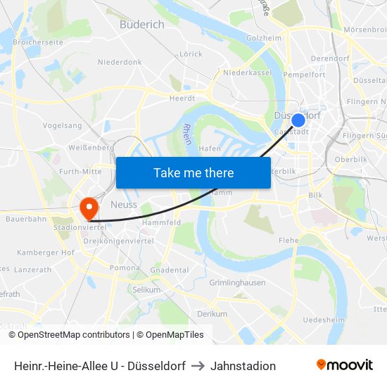 Heinr.-Heine-Allee U - Düsseldorf to Jahnstadion map