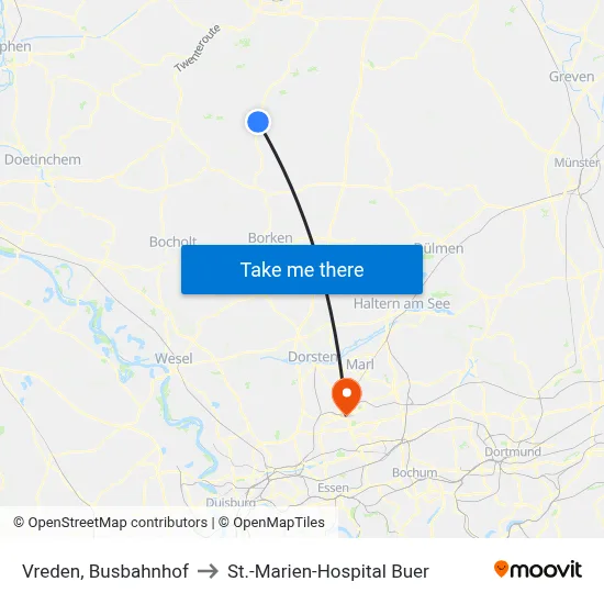 Vreden, Busbahnhof to St.-Marien-Hospital Buer map