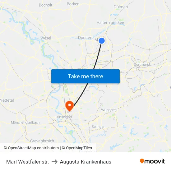 Marl Westfalenstr. to Augusta-Krankenhaus map
