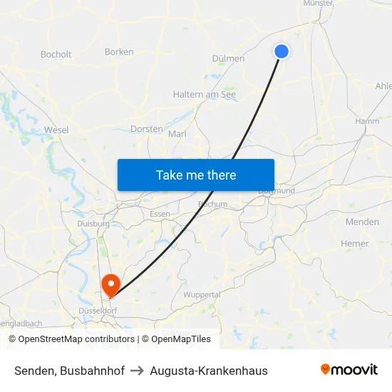 Senden, Busbahnhof to Augusta-Krankenhaus map