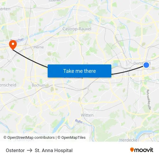 Ostentor to St. Anna Hospital map