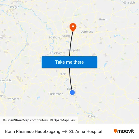 Bonn Rheinaue Hauptzugang to St. Anna Hospital map