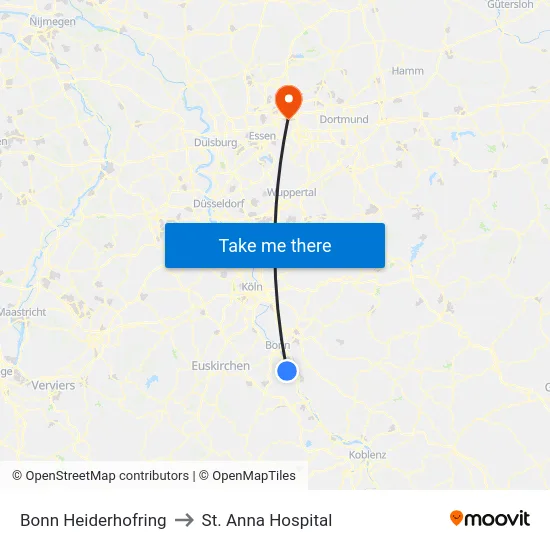 Bonn Heiderhofring to St. Anna Hospital map