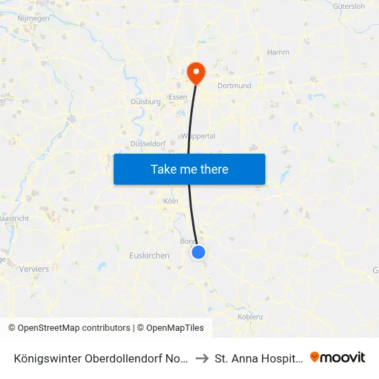 Königswinter Oberdollendorf Nord to St. Anna Hospital map