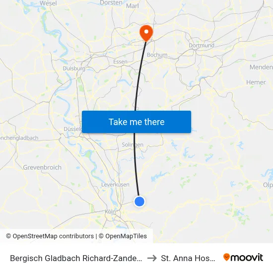 Bergisch Gladbach Richard-Zanders-Str. to St. Anna Hospital map