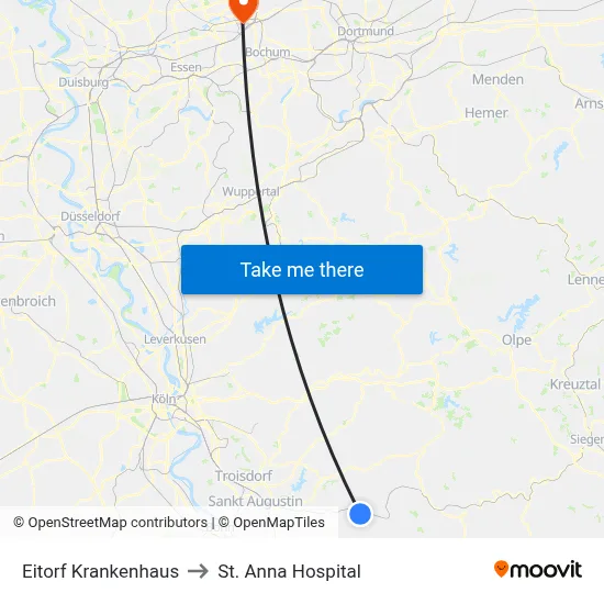 Eitorf Krankenhaus to St. Anna Hospital map