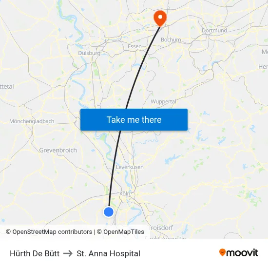 Hürth De Bütt to St. Anna Hospital map