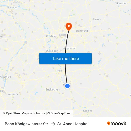 Bonn Königswinterer Str. to St. Anna Hospital map