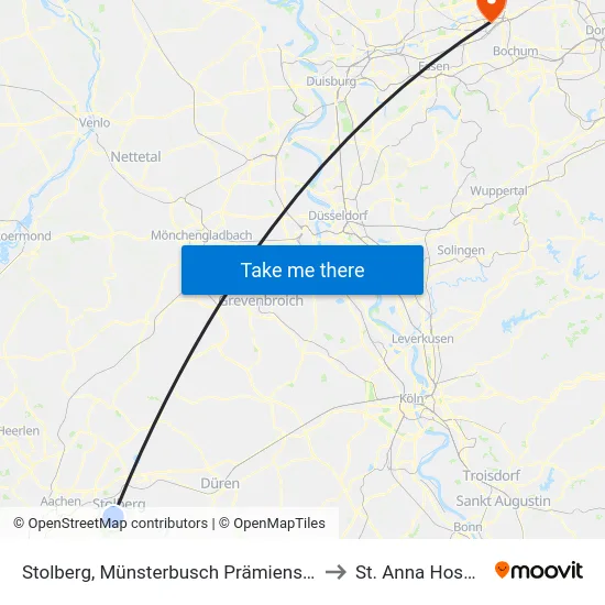 Stolberg, Münsterbusch Prämienstraße to St. Anna Hospital map