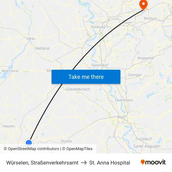 Würselen, Straßenverkehrsamt to St. Anna Hospital map