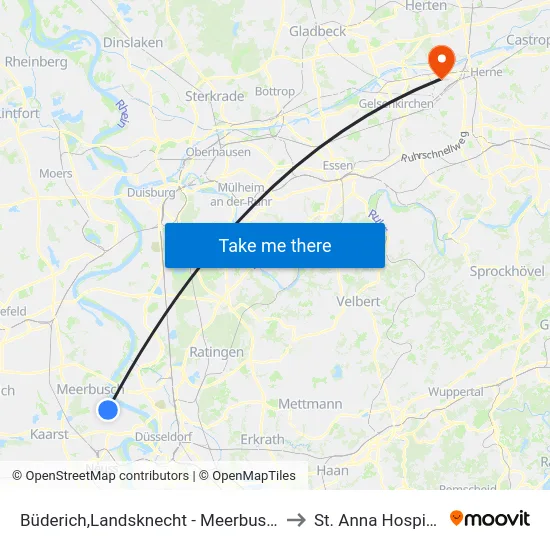 Büderich,Landsknecht - Meerbusch to St. Anna Hospital map