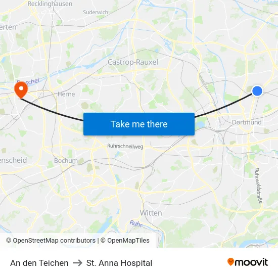 An den Teichen to St. Anna Hospital map