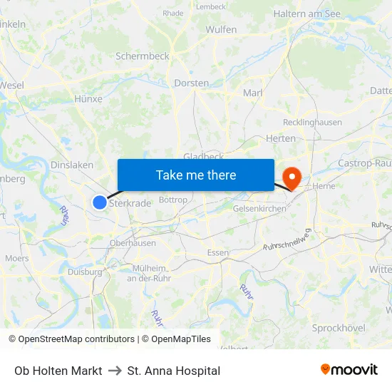 Ob Holten Markt to St. Anna Hospital map