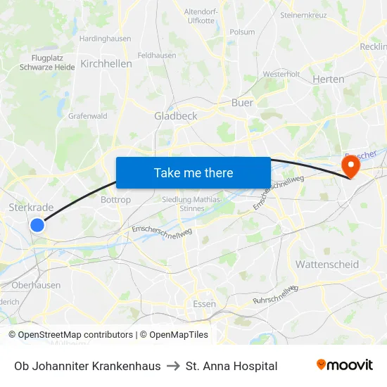 Ob Johanniter Krankenhaus to St. Anna Hospital map