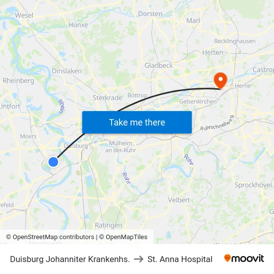 Duisburg Johanniter Krankenhs. to St. Anna Hospital map