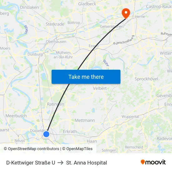 D-Kettwiger Straße U to St. Anna Hospital map