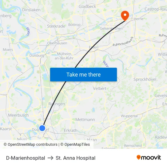 D-Marienhospital to St. Anna Hospital map