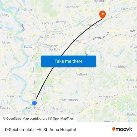 D-Spichernplatz to St. Anna Hospital map
