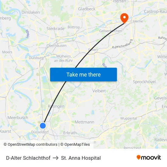 D-Alter Schlachthof to St. Anna Hospital map