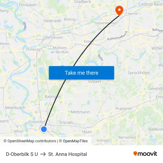 D-Oberbilk S U to St. Anna Hospital map