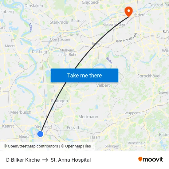 D-Bilker Kirche to St. Anna Hospital map