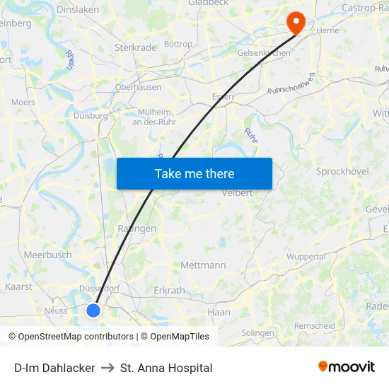 D-Im Dahlacker to St. Anna Hospital map
