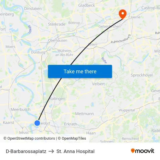 D-Barbarossaplatz to St. Anna Hospital map