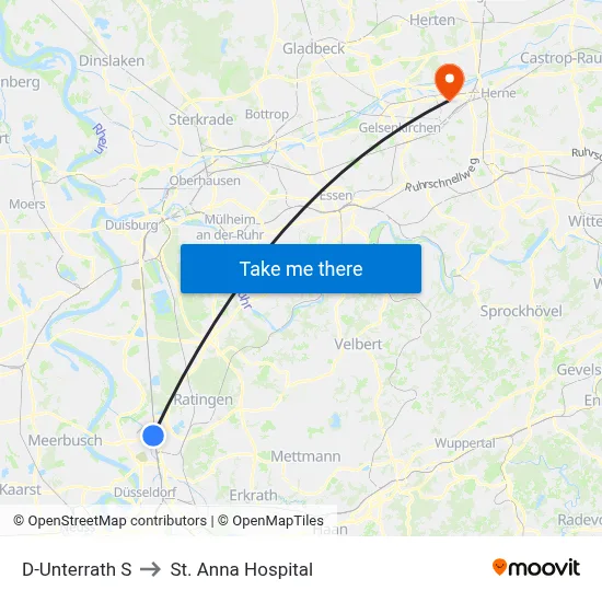 D-Unterrath S to St. Anna Hospital map