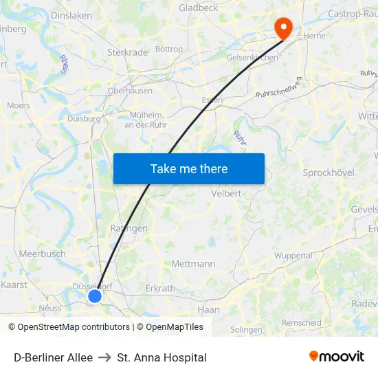D-Berliner Allee to St. Anna Hospital map