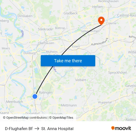 D-Flughafen Bf to St. Anna Hospital map