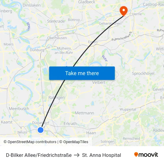 D-Bilker Allee/Friedrichstraße to St. Anna Hospital map