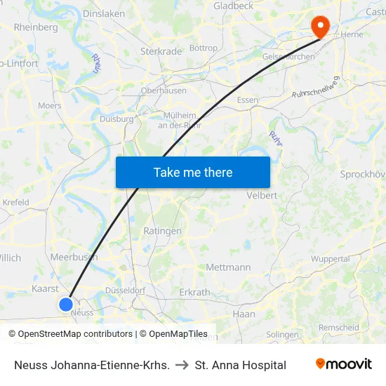 Neuss Johanna-Etienne-Krhs. to St. Anna Hospital map