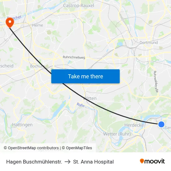 Hagen Buschmühlenstr. to St. Anna Hospital map