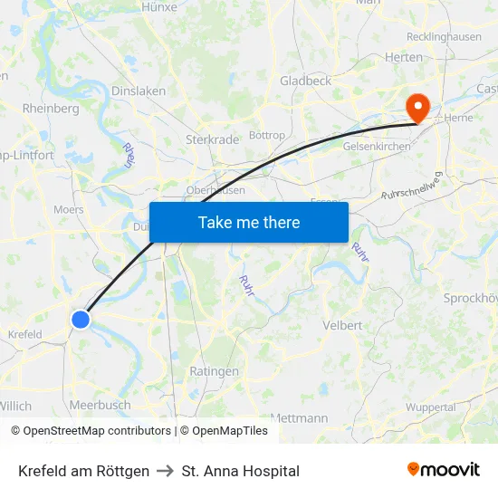 Krefeld am Röttgen to St. Anna Hospital map