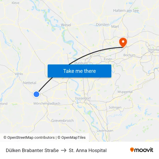 Dülken Brabanter Straße to St. Anna Hospital map