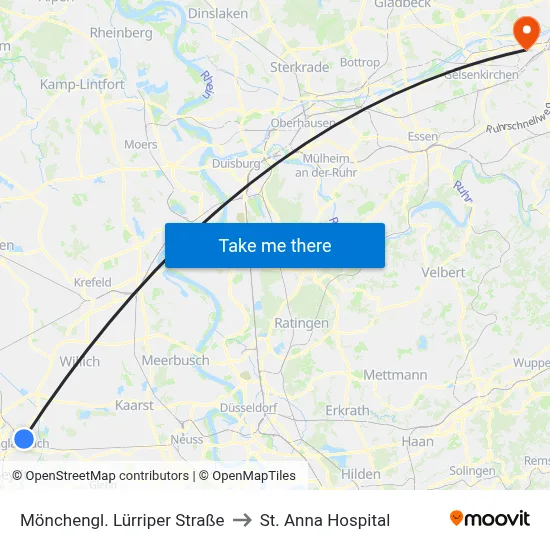 Mönchengl. Lürriper Straße to St. Anna Hospital map